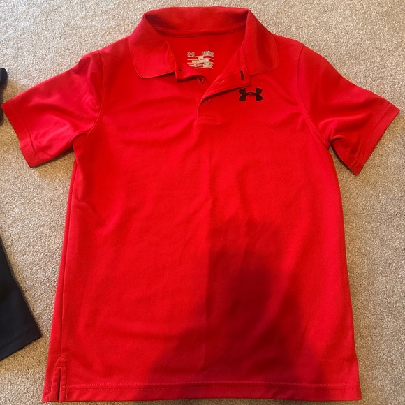 Under armour youth large polo with 3 button tons set of 2 (black and red) - Picture 4 of 6